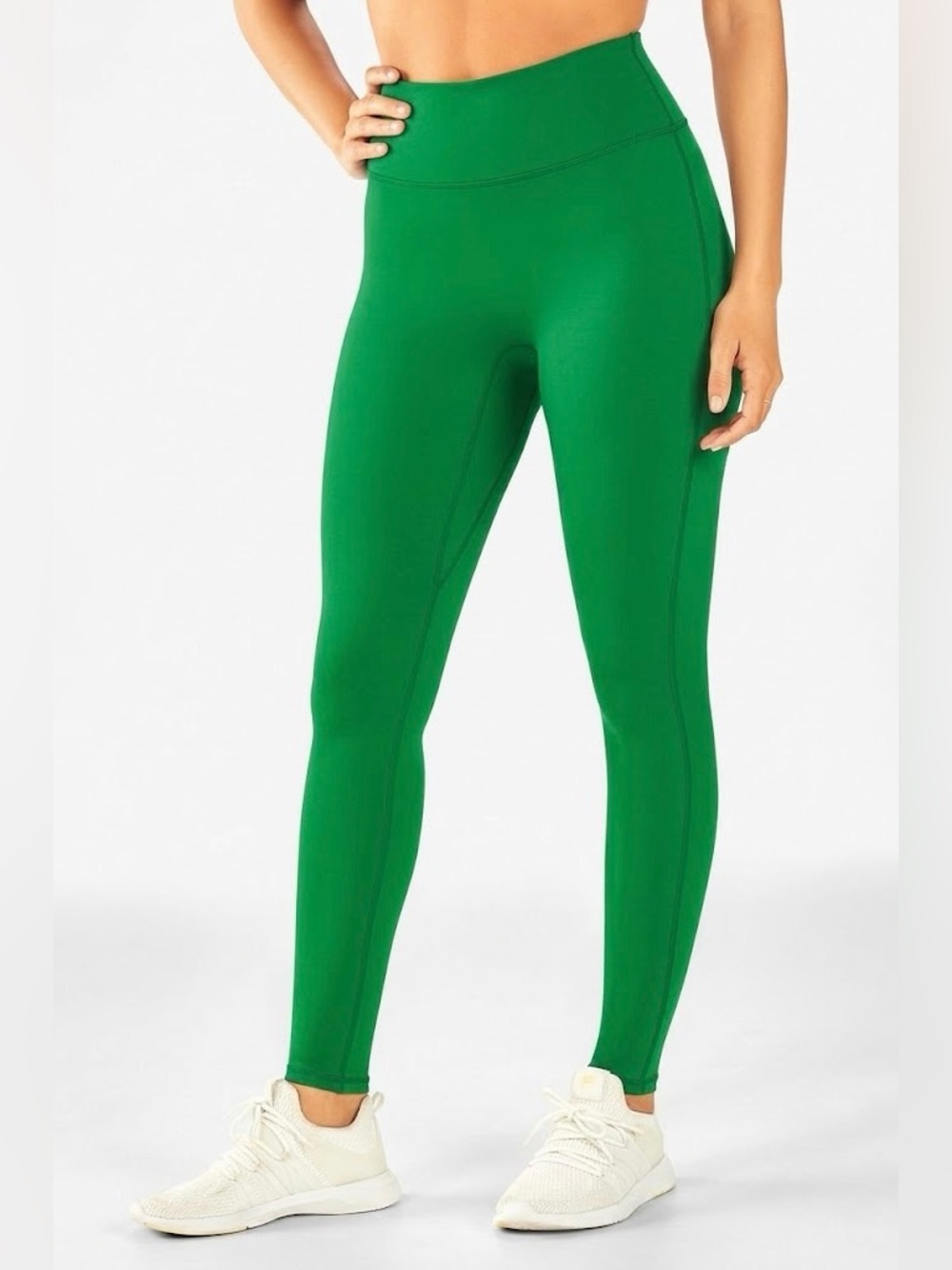 Fabletics High-Waist Green Performance Leggings, Size L